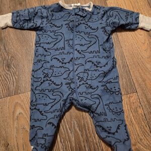 Newborn Gerber Zip Up Sleeper Light Weight Blue Dinosaur